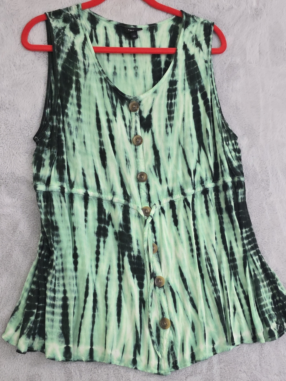 Torrid Size 2 Mint Green Tie Dye Button Front Babydoll Tank Top - Picture 2 of 6